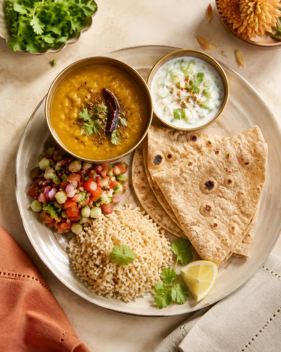 A balanced vegetarian thali